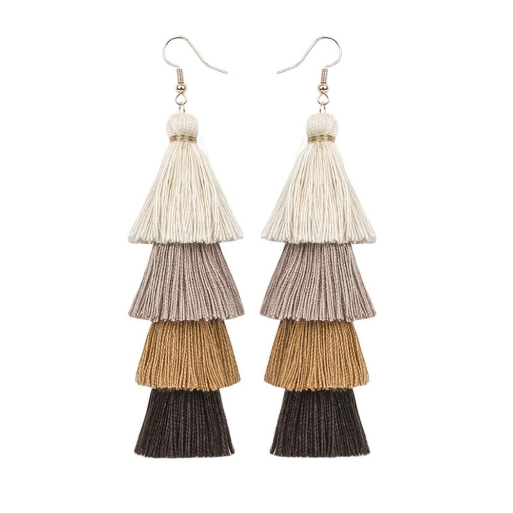 Layered Tassel Earrings - Picture 2 of 3